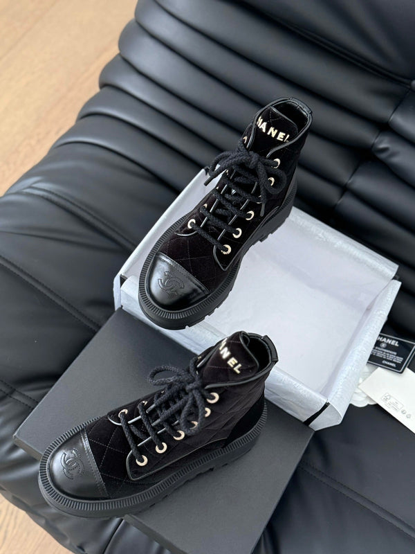 cc ankle boots dark red velvet quilted lambskin