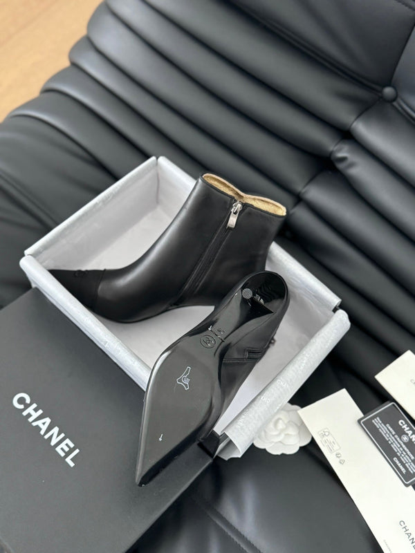 cc short boots 80 heel black calfskin