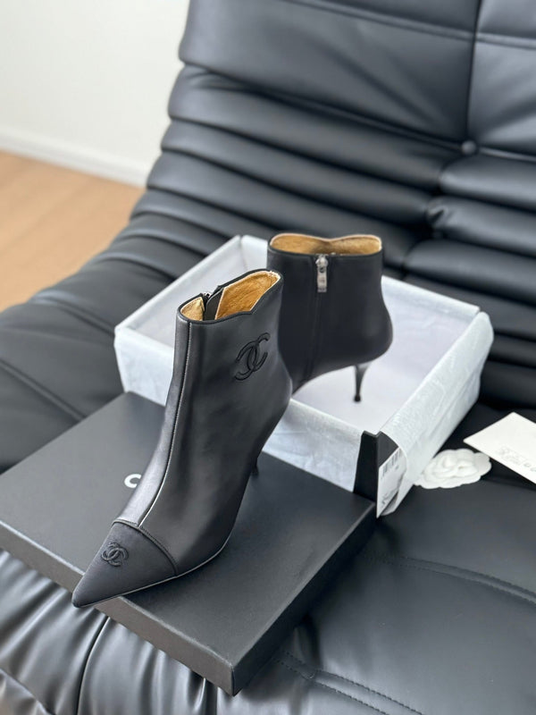 cc short boots 80 heel black calfskin