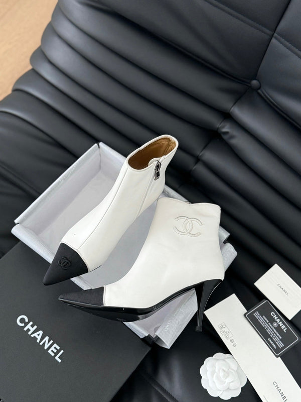 cc short boots 80 heel white calfskin