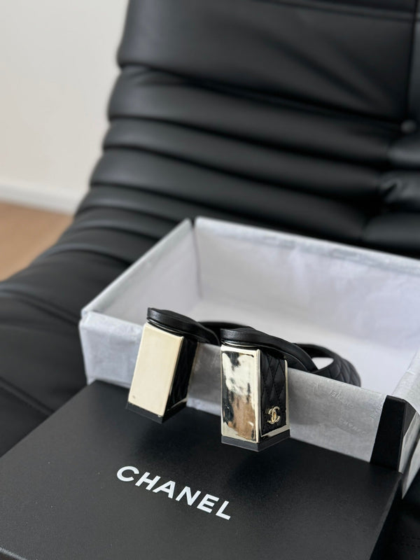 sandalo cc 70 in vitello trapuntato nero