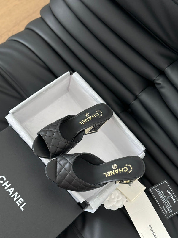 sandalo cc 70 in vitello trapuntato nero