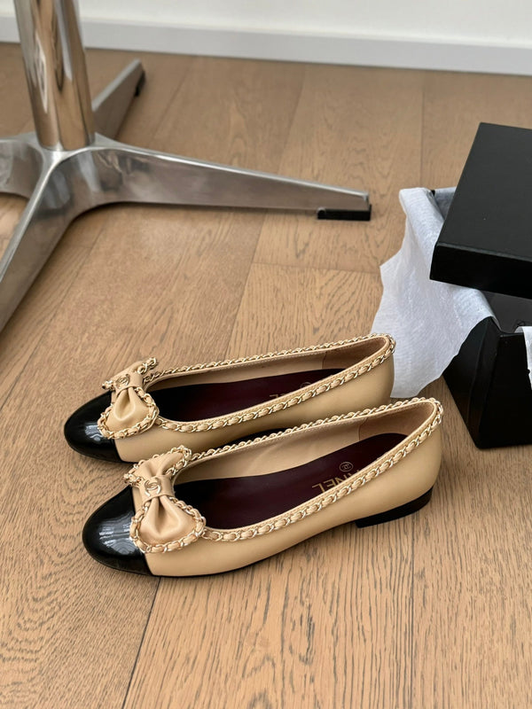 CC Ballet Flats 25mm Beige Chain Lambskin
