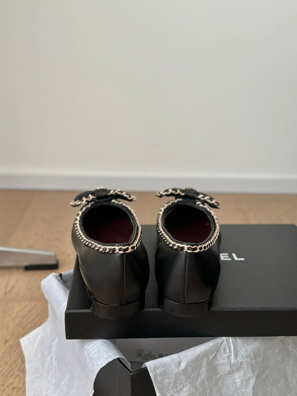 CC Ballet Flats 25mm Black Chain Lambskin