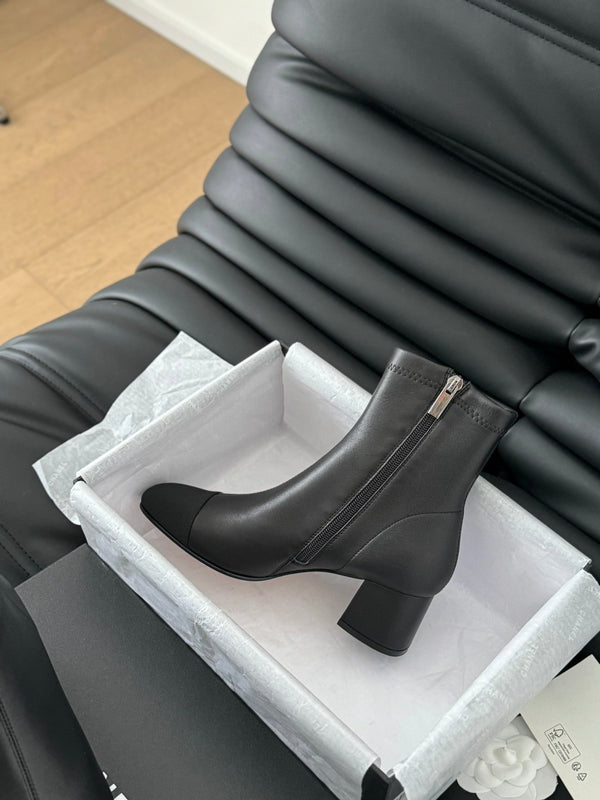 CC Ankle Boot Black Calfskin Grosgrain