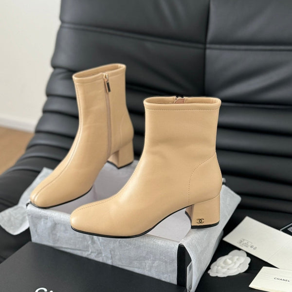 CC Ankle Boot Beige Calfskin