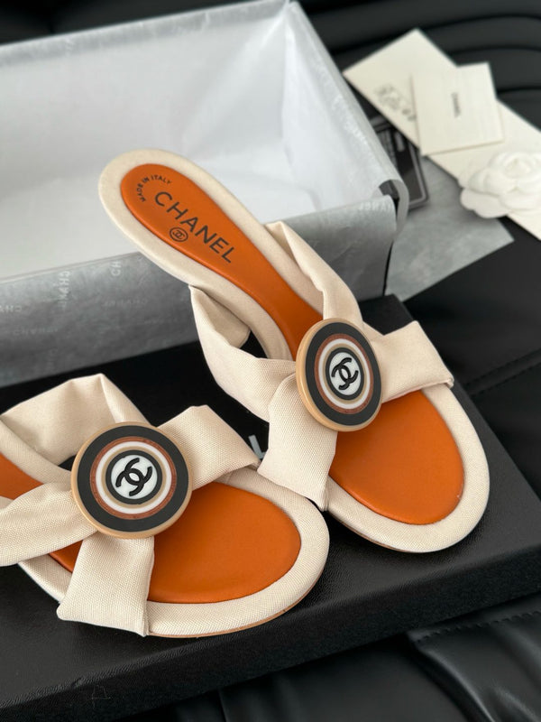 VIVID ORANGE FABRIC CC SLIDE SANDALS