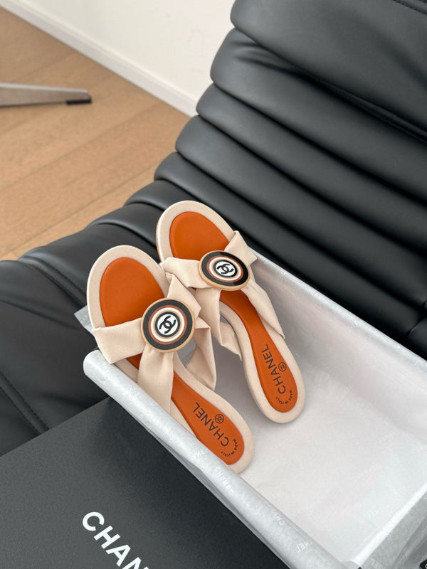 VIVID ORANGE FABRIC CC SLIDE SANDALS