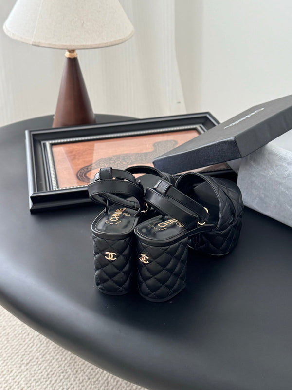 Chanel Heeled 70 Sandal Black Cowhide