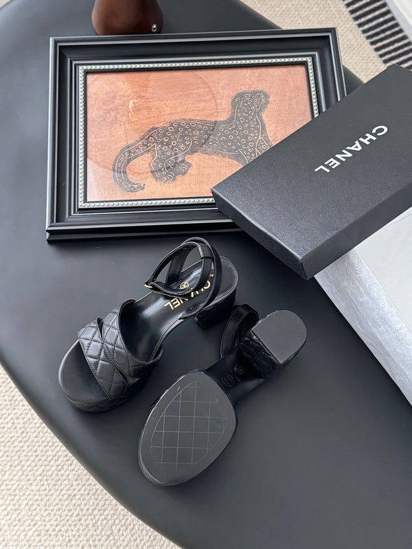 Chanel Heeled 70 Sandal Black Cowhide