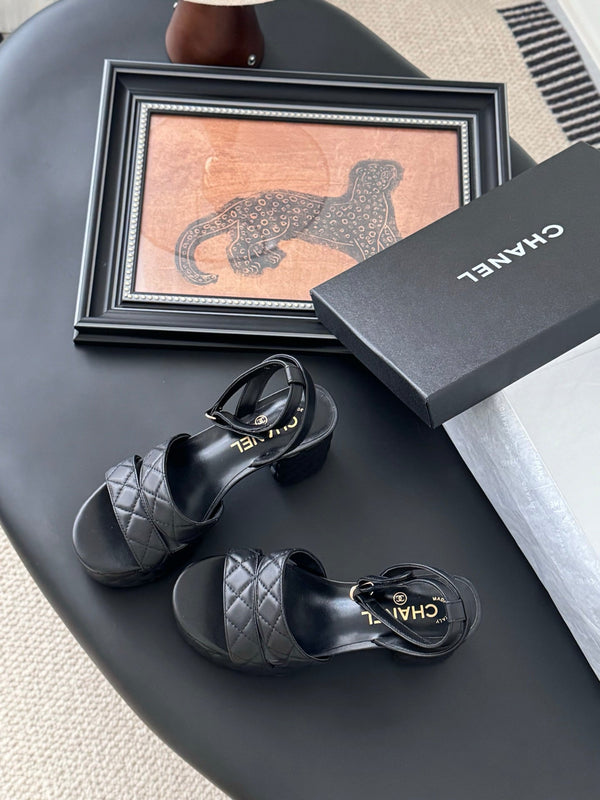 Chanel Heeled 70 Sandal Black Cowhide