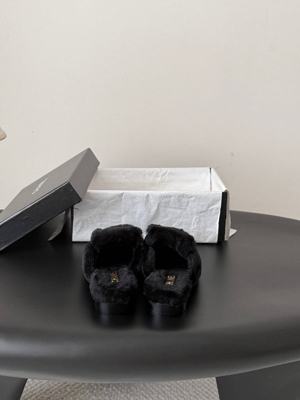 CC 26s Mules Black Gold Shearling 127705