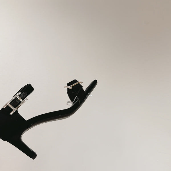 HM Buckle Sandals Black Calfskin 308162