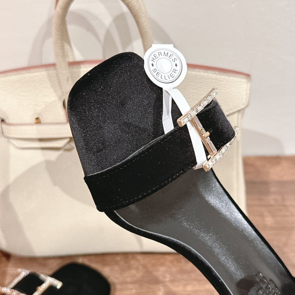 HM Buckle Sandals Black Calfskin 308162