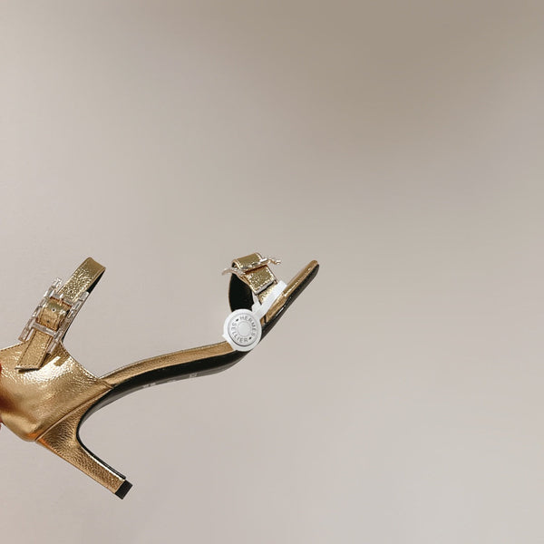 HM Buckle Sandals Gold Calfskin 308164