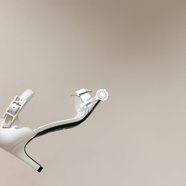 HM Buckle Sandals White Calfskin 308165