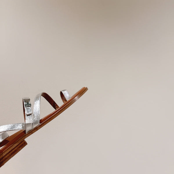 HM Harmonie Sandal Light Brown With Silver Metallic Swift Calfskin 256883