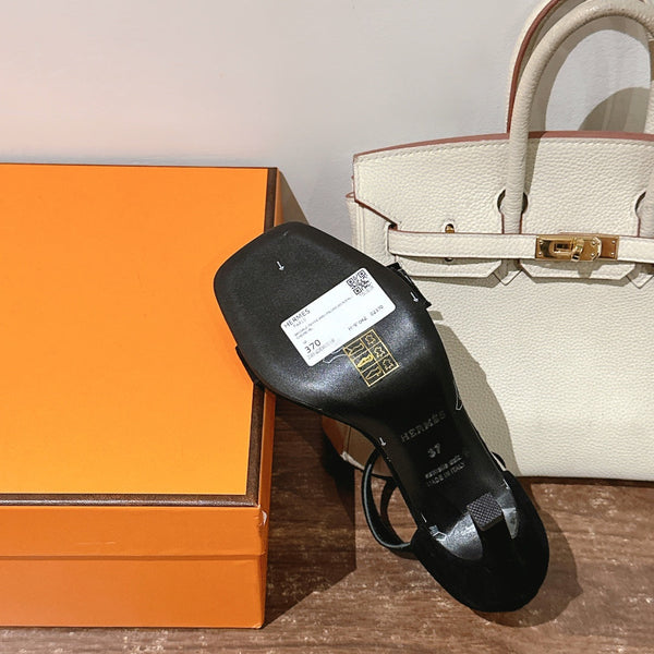 HM Buckle Sandals 10.5cm Black Calfskin 308180