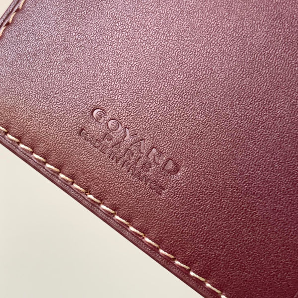 PORTAFOGLIO RICHELIEU CON LIBRETTO DEGLI ASSEGNI 19 IN TELA GOYARDINE ROSSO BORDEAUX E PELLE DI VITELLO