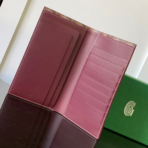 PORTAFOGLIO RICHELIEU CON LIBRETTO DEGLI ASSEGNI 19 IN TELA GOYARDINE ROSSO BORDEAUX E PELLE DI VITELLO