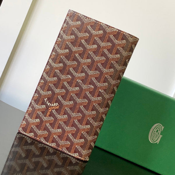 PORTAFOGLIO RICHELIEU CON LIBRETTO DEGLI ASSEGNI 19 IN TELA GOYARDINE ROSSO BORDEAUX E PELLE DI VITELLO