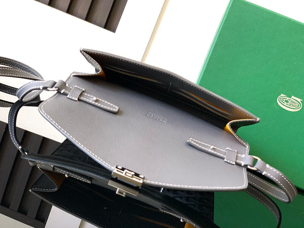 PORTAFOGLIO-BUSTA 21 CHYPRE IN TELA GOYARDINE GRIGIA E PELLE DI VITELLO