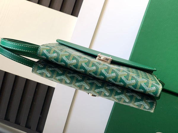 PORTAFOGLIO-BUSTA 21 CHYPRE IN TELA GOYARDINE VERDE E PELLE DI VITELLO