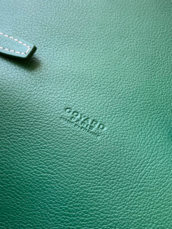 PORTAFOGLIO-BUSTA 21 CHYPRE IN TELA GOYARDINE VERDE E PELLE DI VITELLO