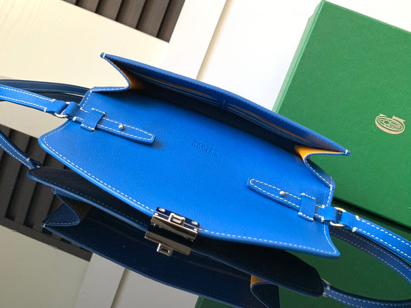 PORTAFOGLIO-BUSTA 21 IN TELA GOYARDINE BLU ZAFFIRO E PELLE DI VITELLO CHYPRE