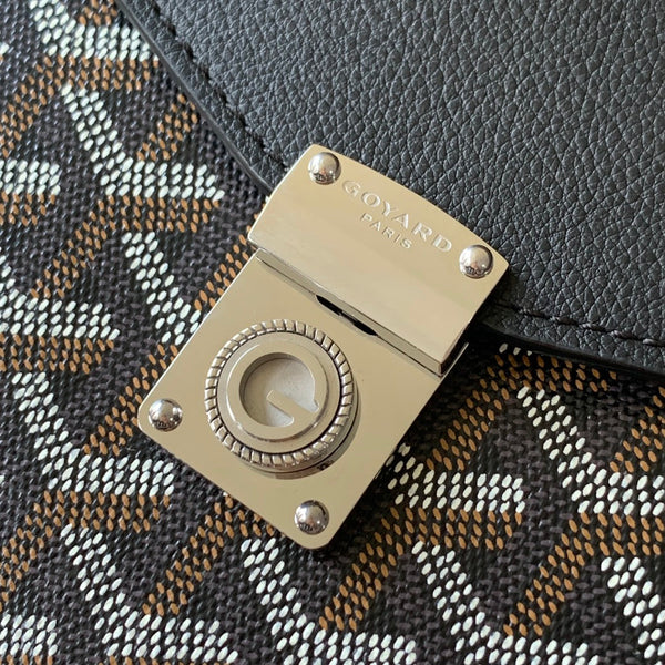 PORTAFOGLIO-BUSTA CHYPRE 21 IN TELA GOYARDINE NERA E PELLE DI VITELLO