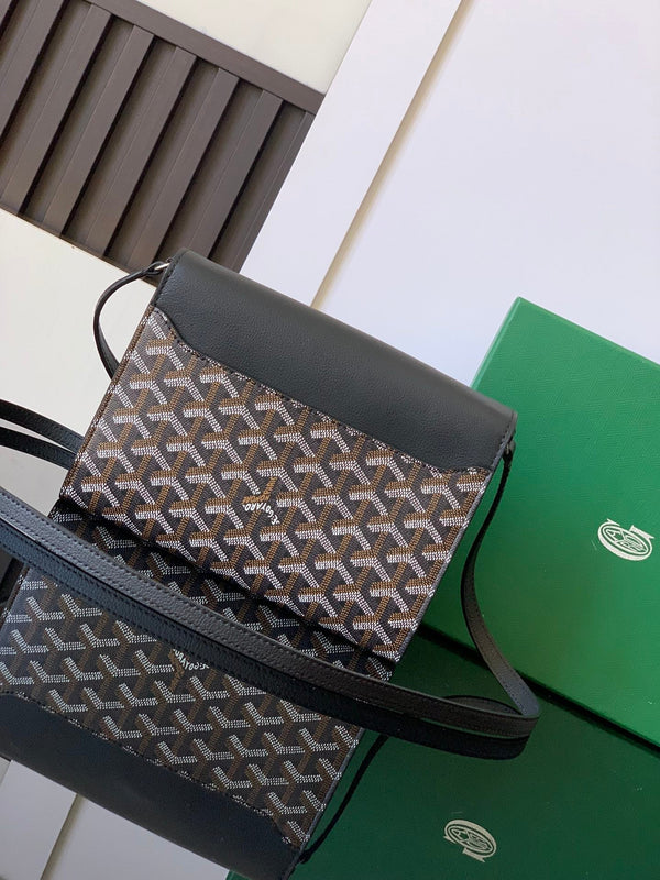 PORTAFOGLIO-BUSTA CHYPRE 21 IN TELA GOYARDINE NERA E PELLE DI VITELLO