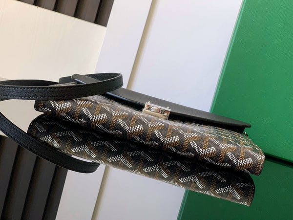 PORTAFOGLIO-BUSTA CHYPRE 21 IN TELA GOYARDINE NERA E PELLE DI VITELLO