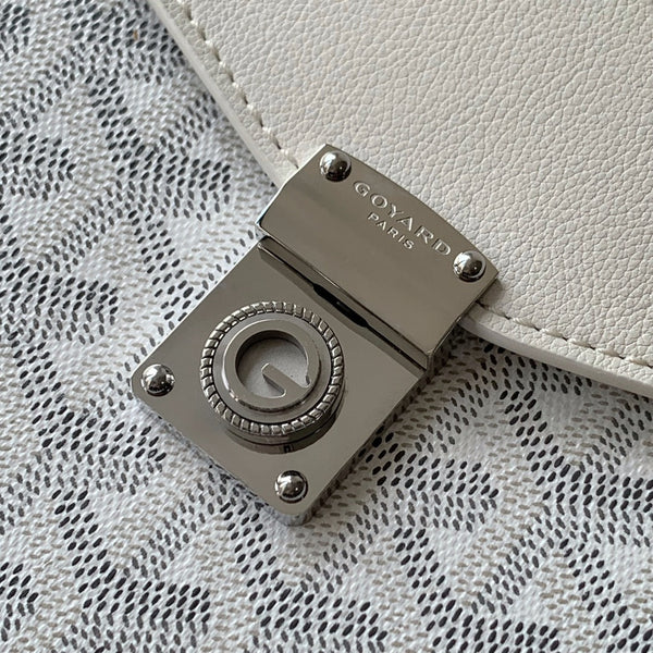 PORTAFOGLIO-BUSTA 21 CHYPRE IN TELA GOYARDINE BIANCA E PELLE DI VITELLO