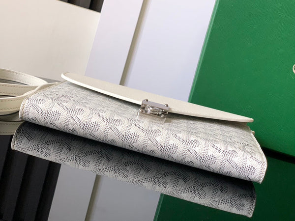 PORTAFOGLIO-BUSTA 21 CHYPRE IN TELA GOYARDINE BIANCA E PELLE DI VITELLO