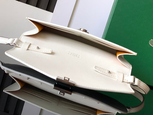 PORTAFOGLIO-BUSTA 21 CHYPRE IN TELA GOYARDINE BIANCA E PELLE DI VITELLO