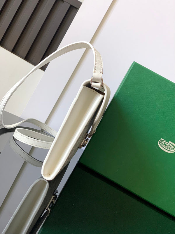 PORTAFOGLIO-BUSTA 21 CHYPRE IN TELA GOYARDINE BIANCA E PELLE DI VITELLO