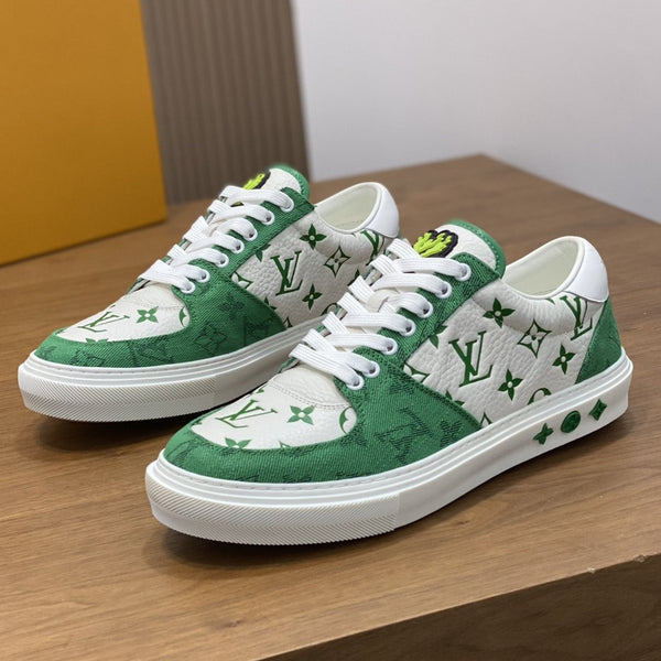 LV MONOGRAM GREEN AND WHITE SNEAKERS