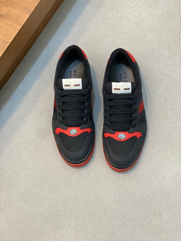 GG Men's Screener Sneaker Black Cowhide Canvas 534047