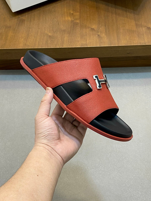 HM Men's Slide Red Cowhide Leather 588996
