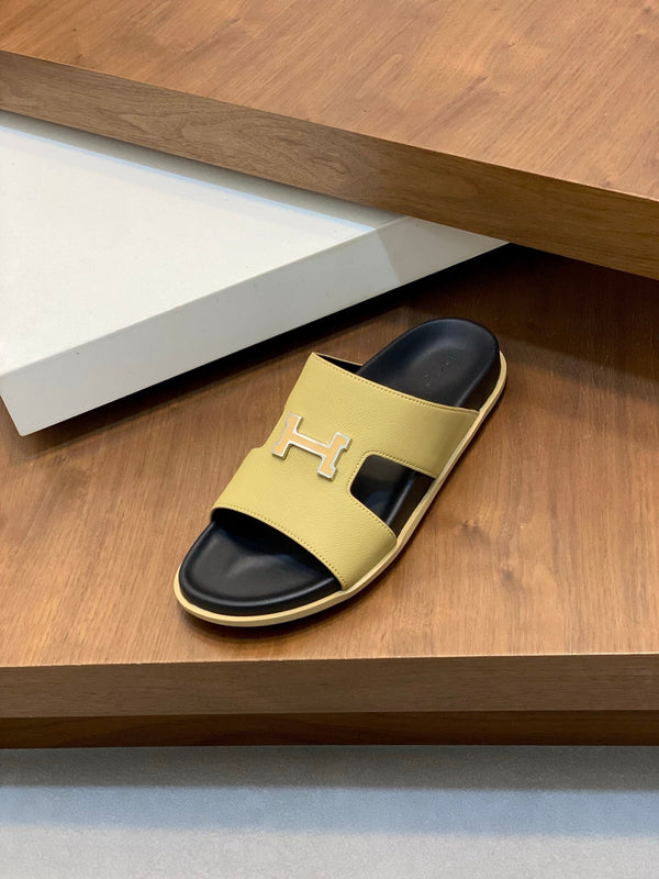 HM Men's Slide Yellow Cowhide Leather 588999