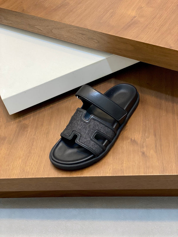 HM Men's Chypre Sandals Blue Black Denim Cowhide