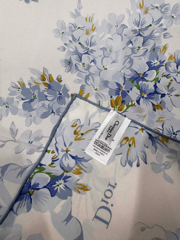 CD Jouy Scarf 90x90cm White Blue Silk Twill 209850