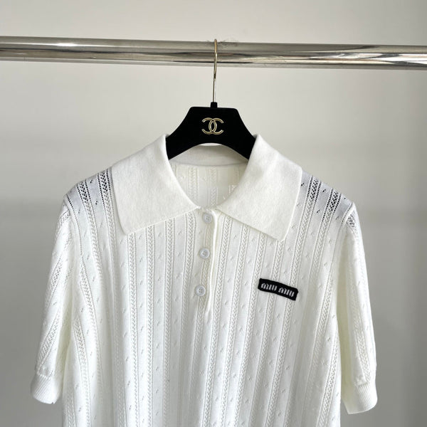 Miu 25 Polo T- Shirt White Wool 232683