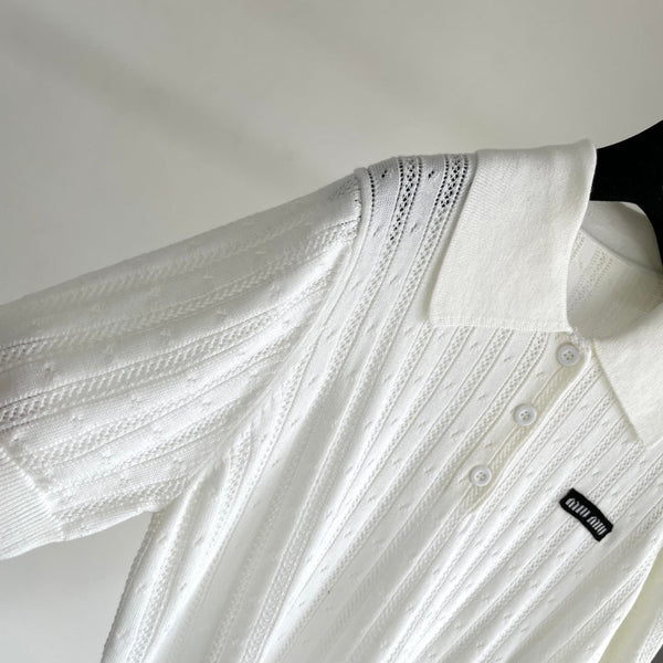 Miu 25 Polo T- Shirt White Wool 232683