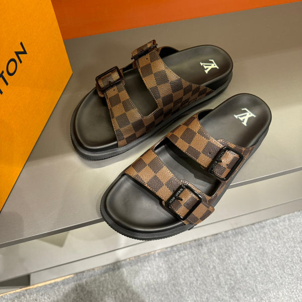 LV DAD SANDAL CHOCOLATE BROWN DAMIER CALFSKIN