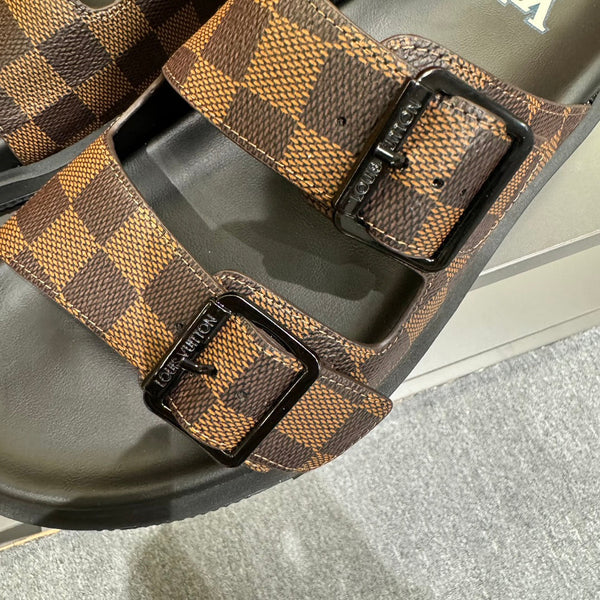 LV DAD SANDAL CHOCOLATE BROWN DAMIER CALFSKIN