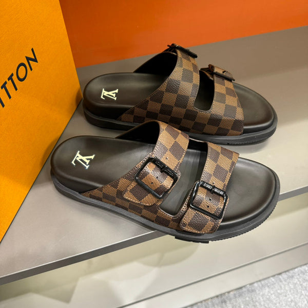 LV DAD SANDAL CHOCOLATE BROWN DAMIER CALFSKIN