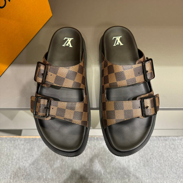 LV DAD SANDAL CHOCOLATE BROWN DAMIER CALFSKIN
