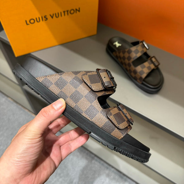 LV DAD SANDAL CHOCOLATE BROWN DAMIER CALFSKIN