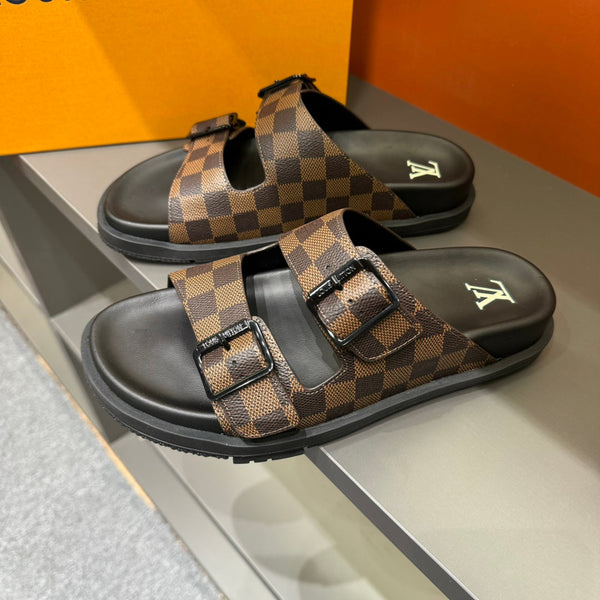 LV DAD SANDAL CHOCOLATE BROWN DAMIER CALFSKIN